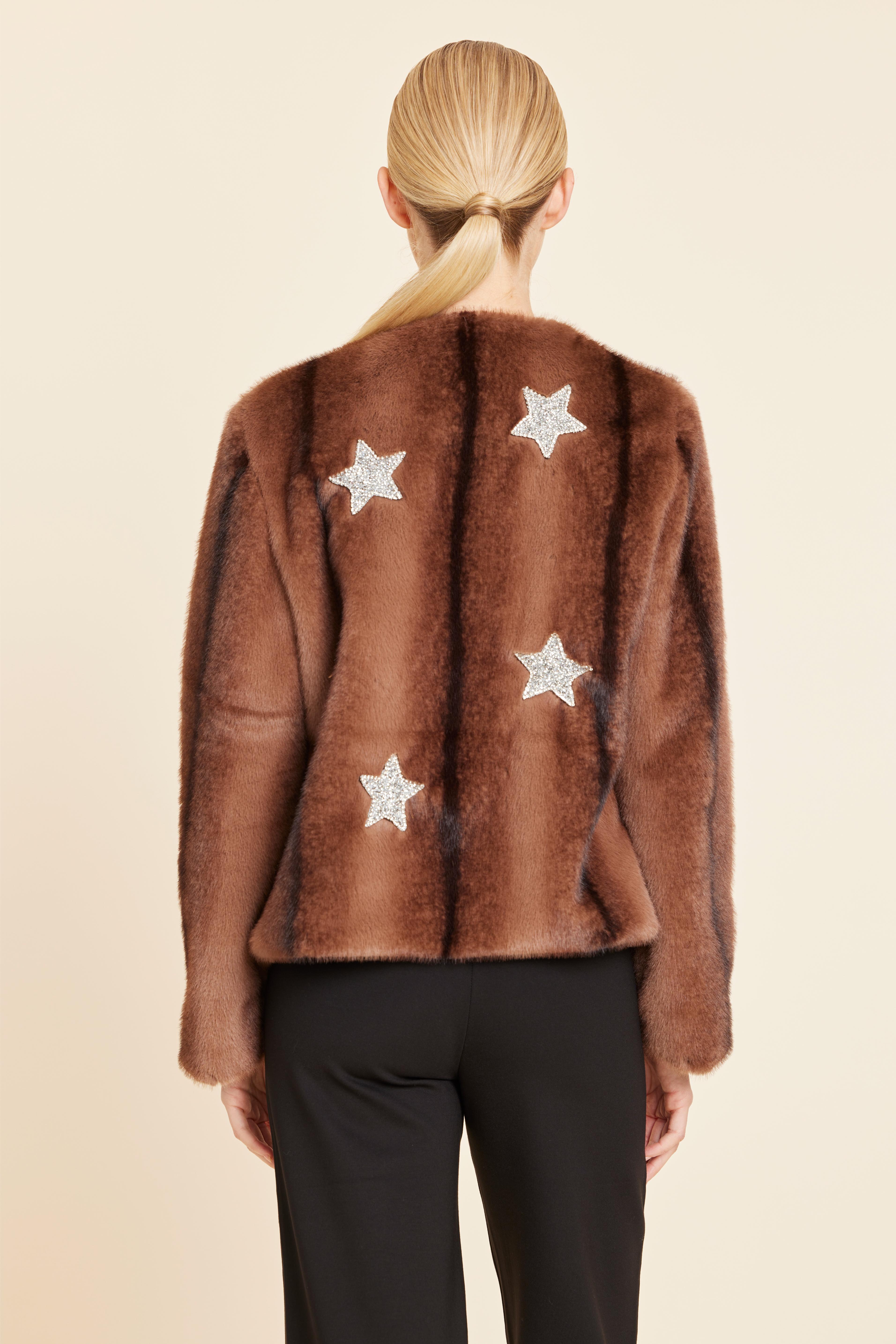 Faux Fur Star Embellished Jacket