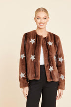 Faux Fur Star Embellished Jacket