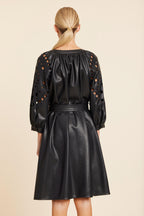 Faux Leather Cutout Circle Dress
