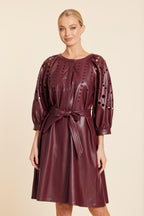 Faux Leather Cutout Circle Dress