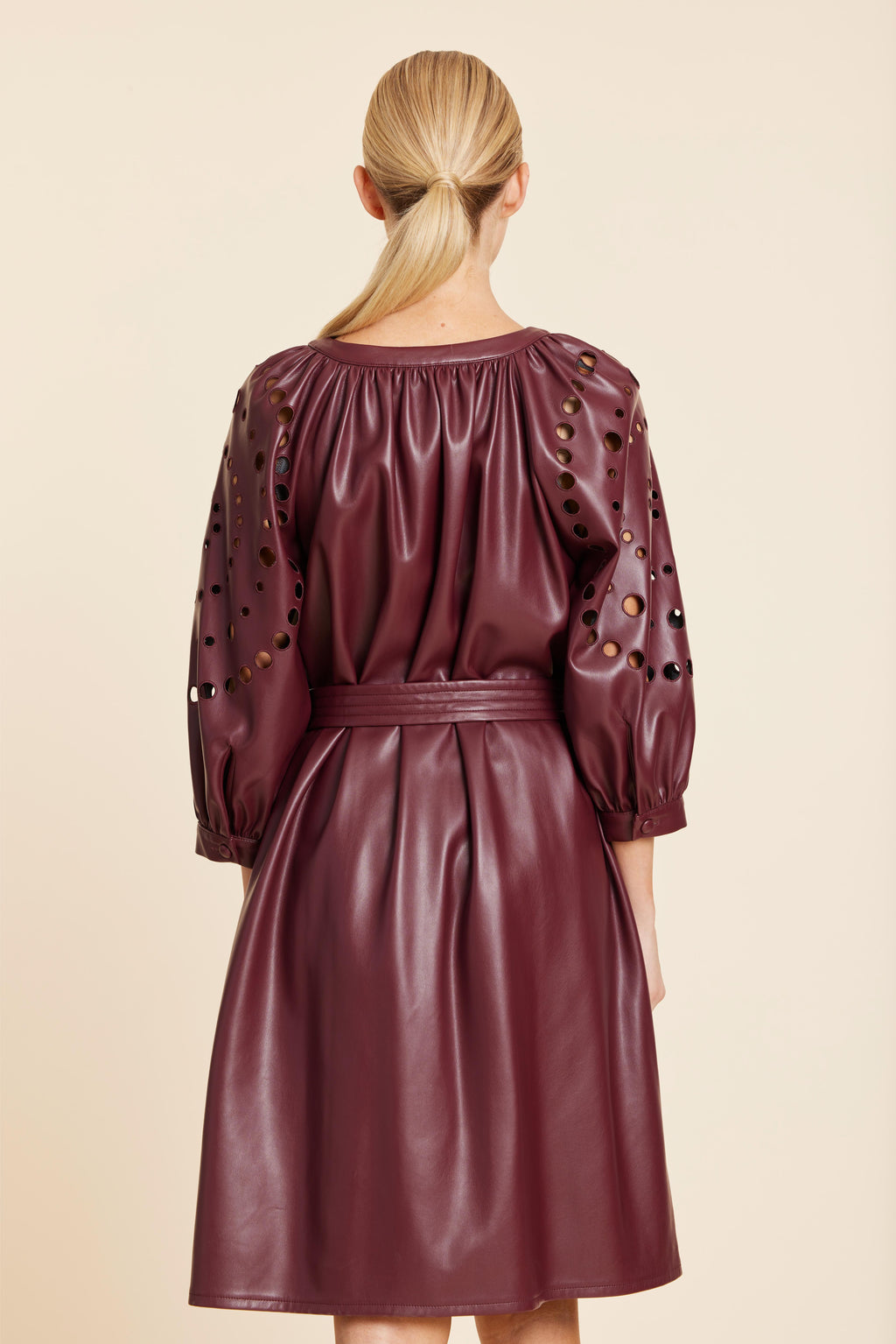 Faux Leather Cutout Circle Dress