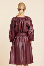 Faux Leather Cutout Circle Dress
