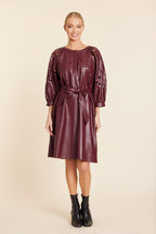 Faux Leather Cutout Circle Dress