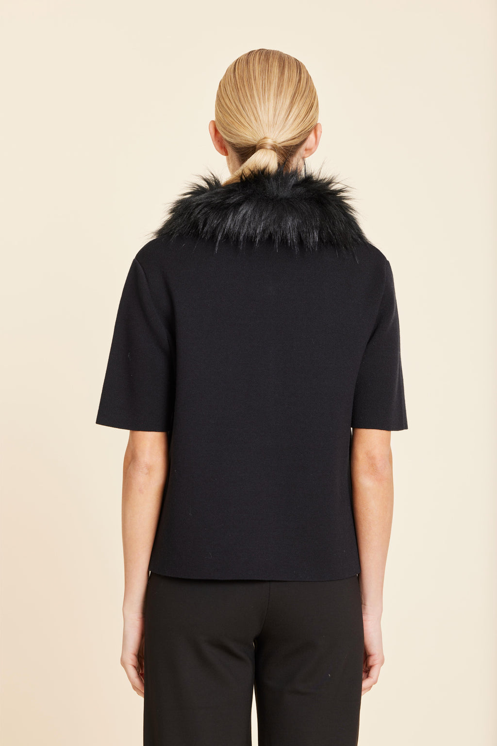 Faux Fur Trim Cardigan