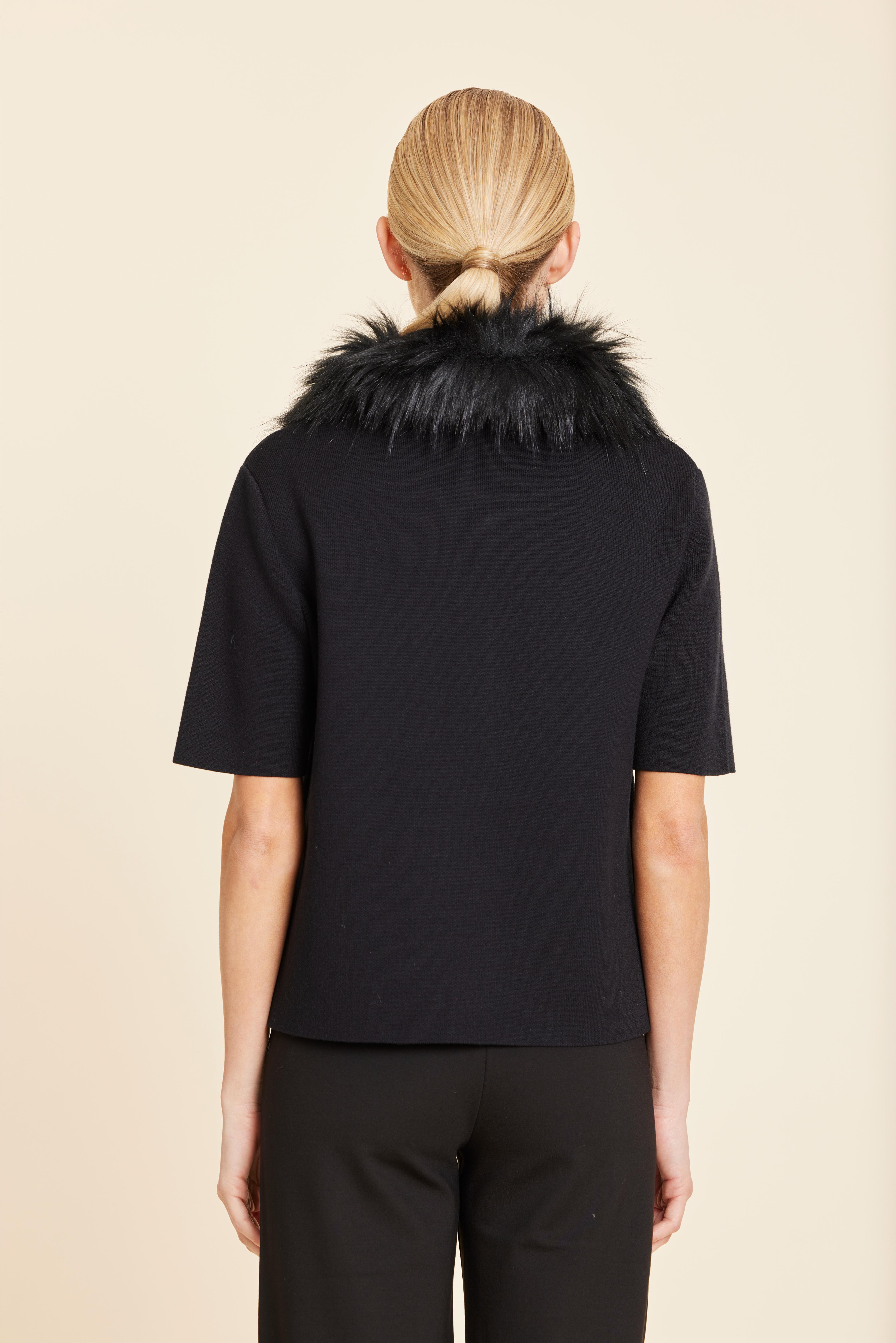 Faux Fur Trim Cardigan