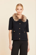 Faux Fur Trim Cardigan