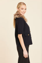 Faux Fur Trim Cardigan