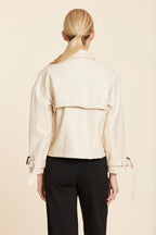 Faux Leather Short Trench Jacket