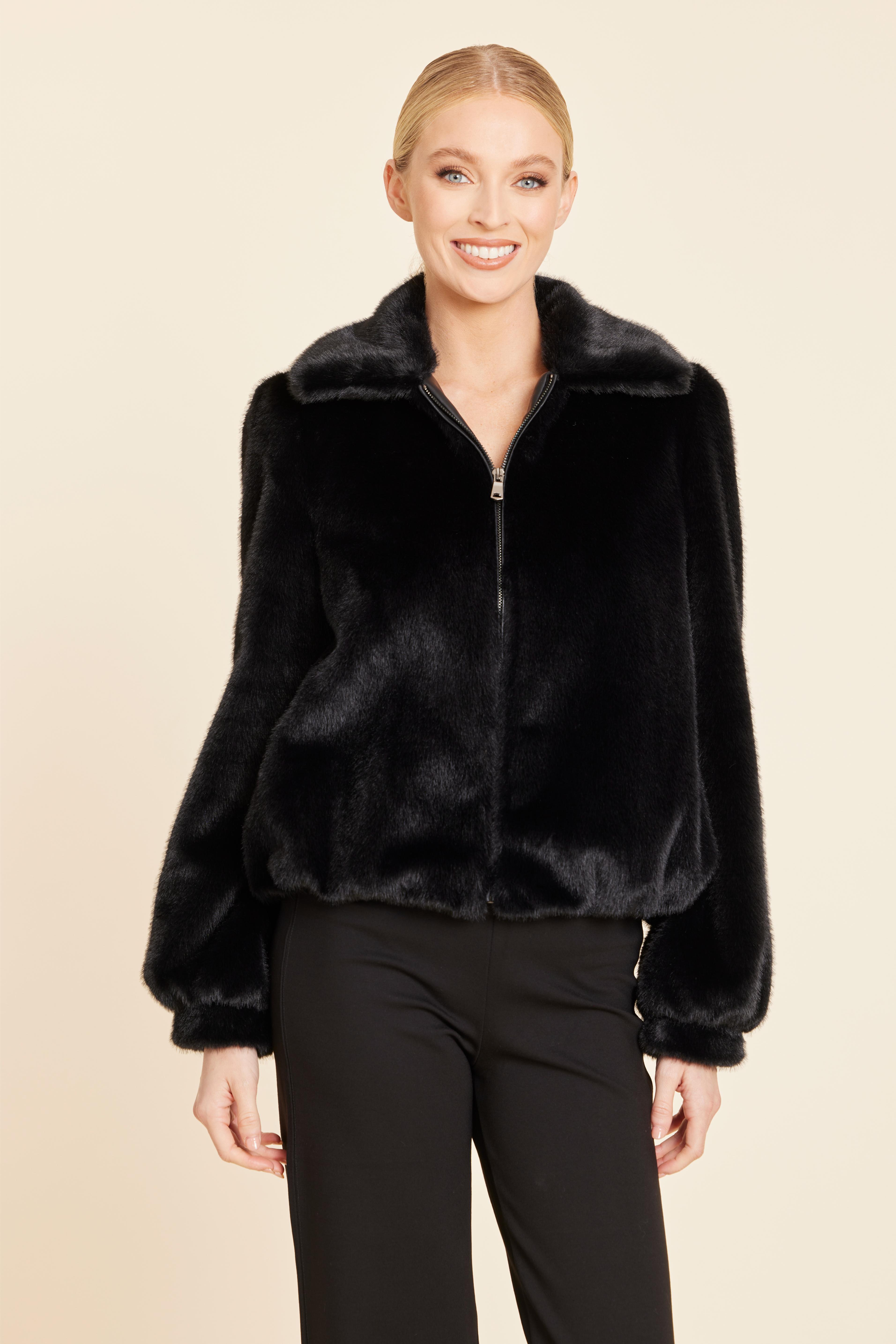 Faux Fur Zip Up Jacket