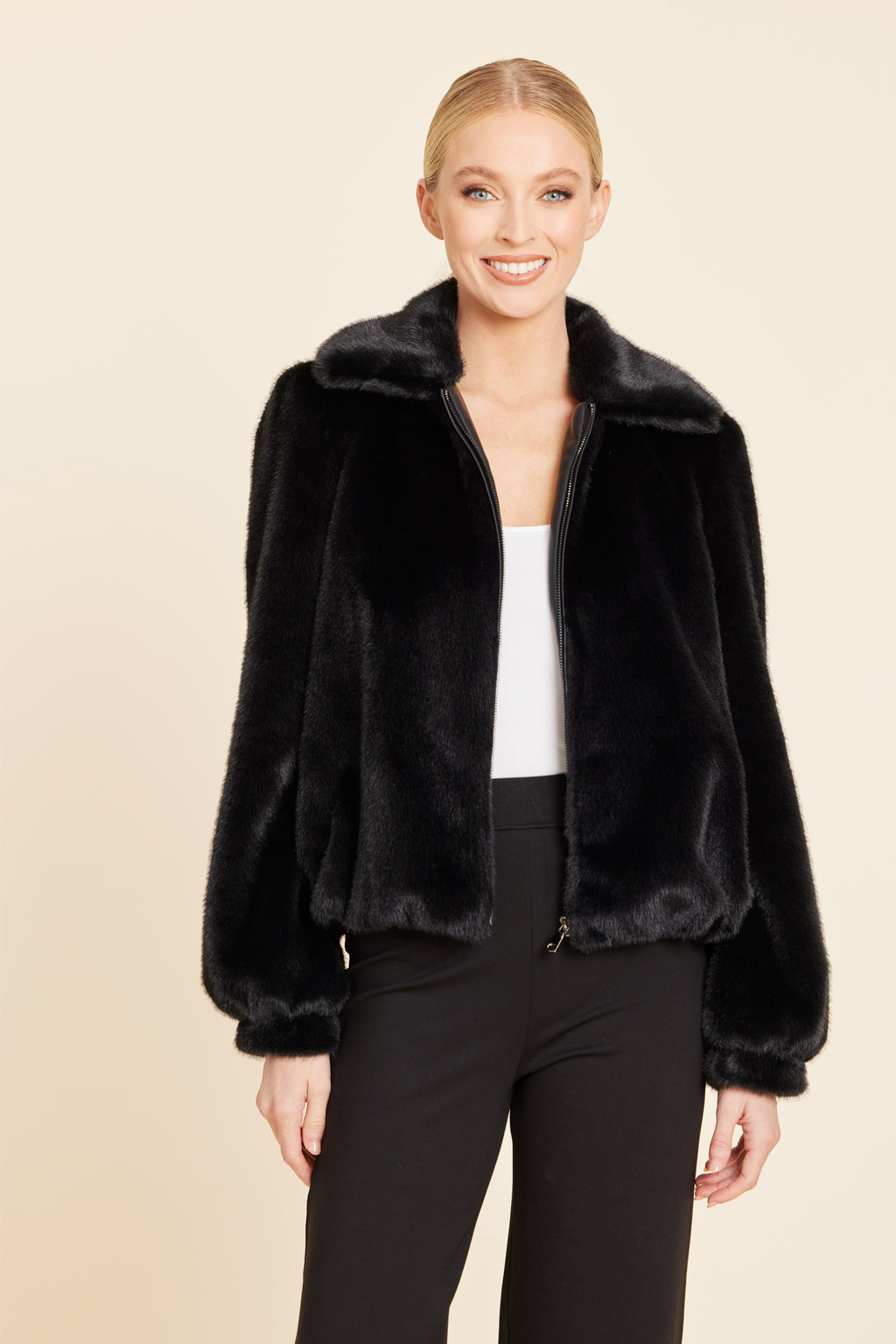 Faux Fur Zip Up Jacket