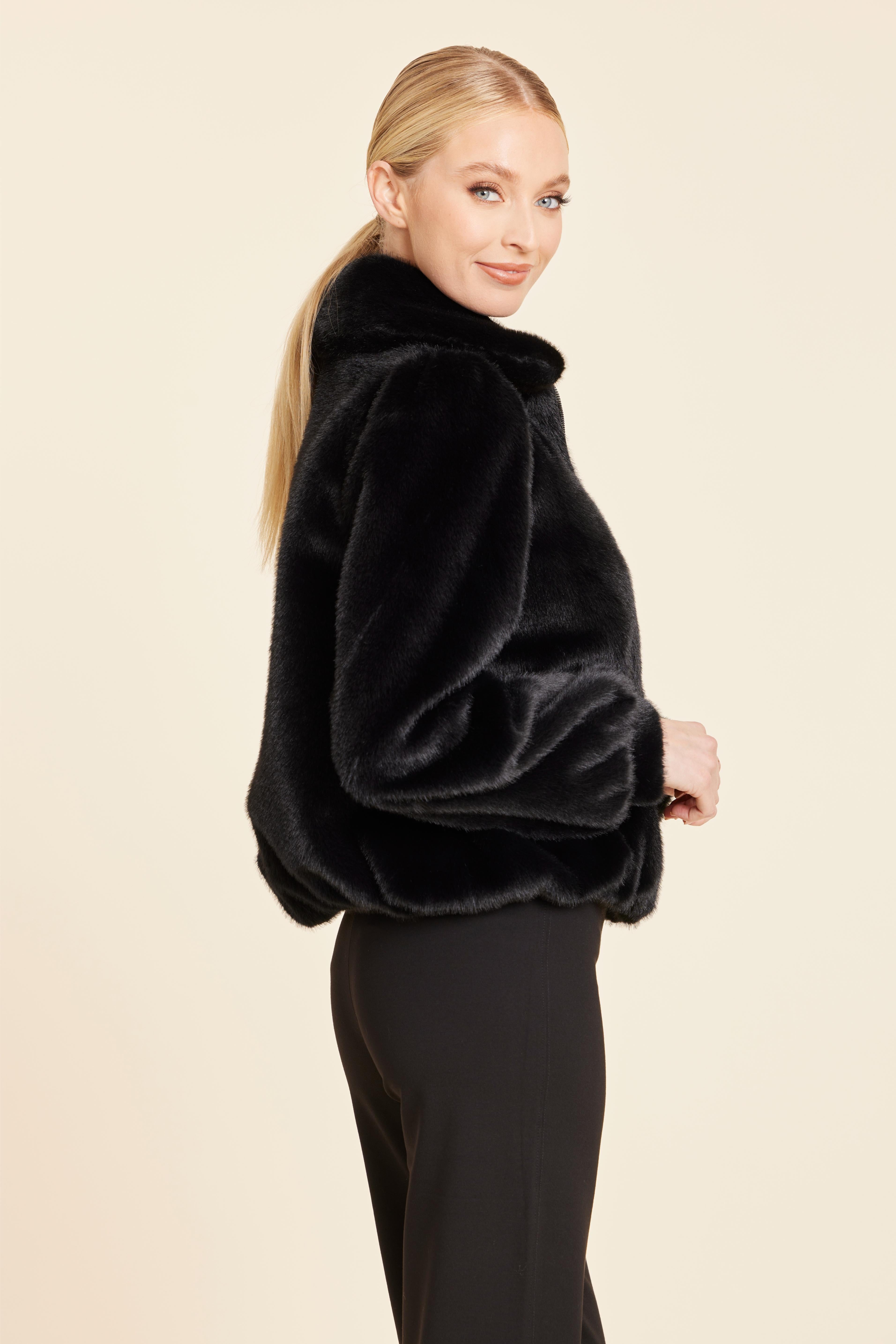 Faux Fur Zip Up Jacket