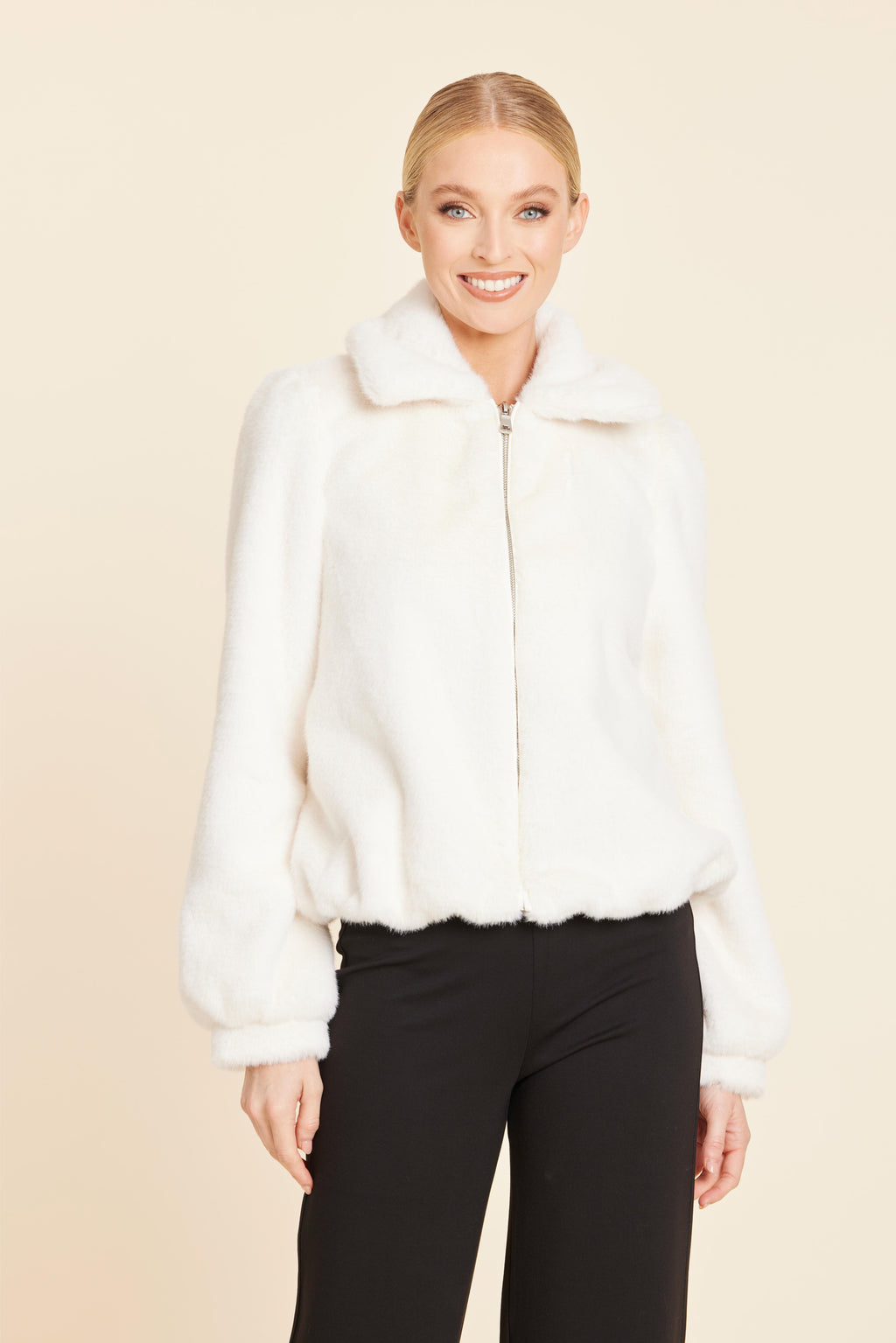 Faux Fur Zip Up Jacket