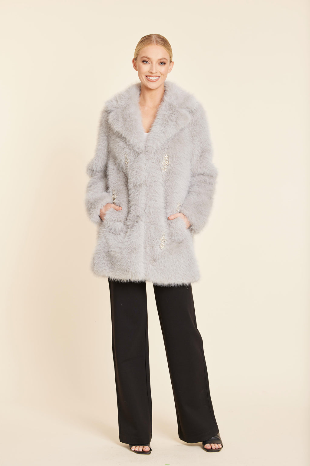 Faux Fur Embellished Coat