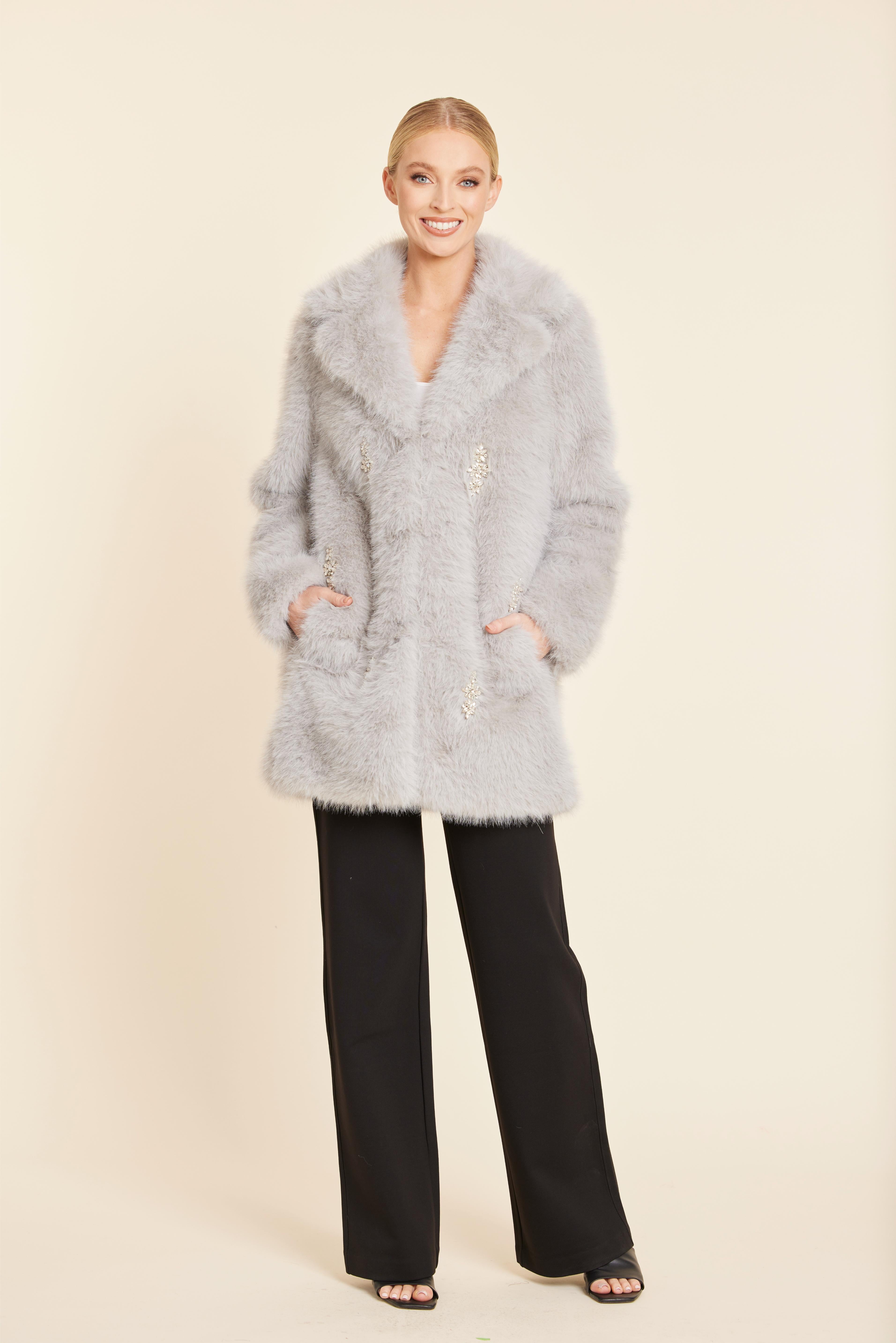 Faux Fur Embellished Coat