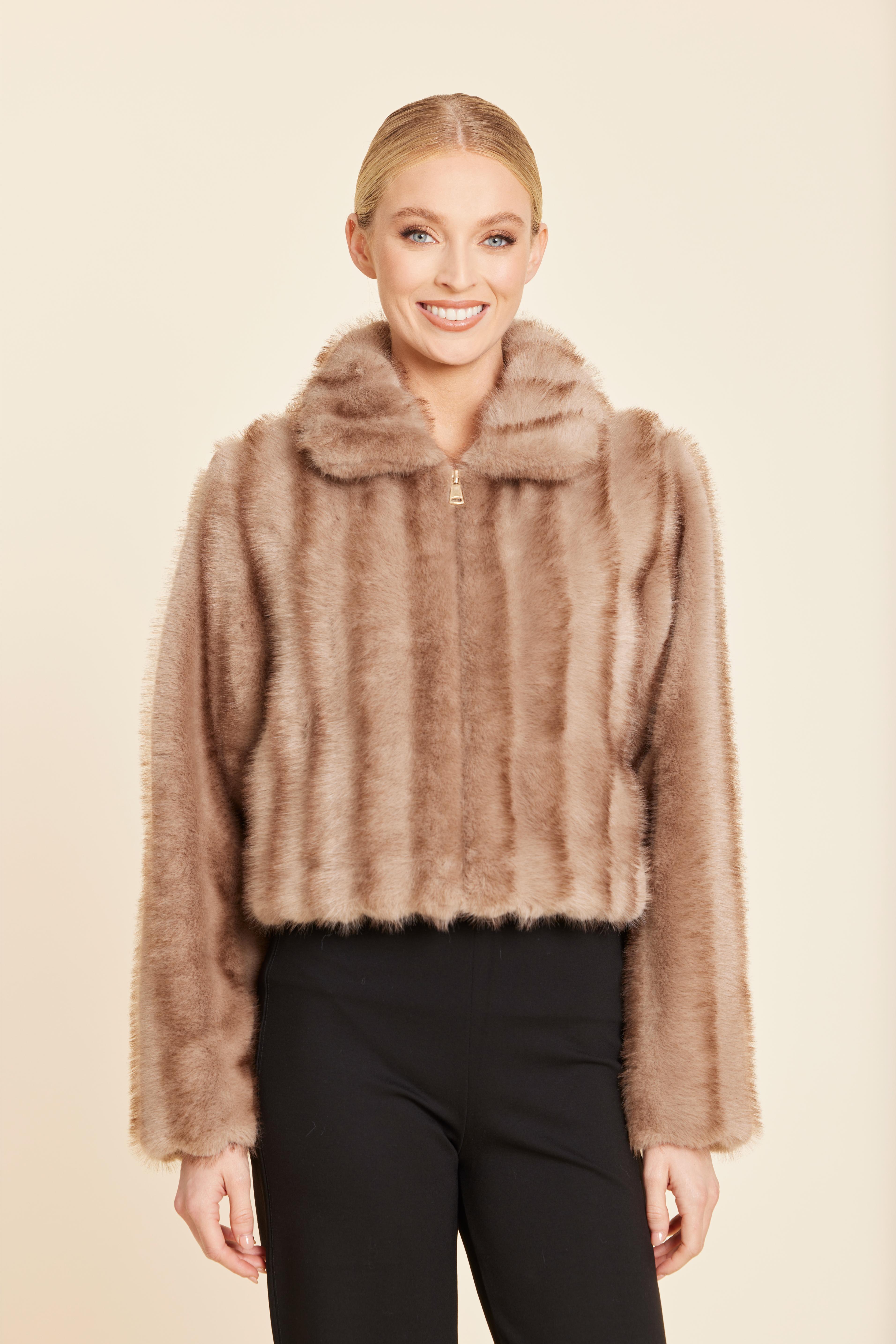 Faux Fur Zip-Up Jacket