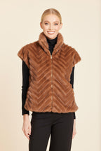 Faux Fur Chevron Zip Vest
