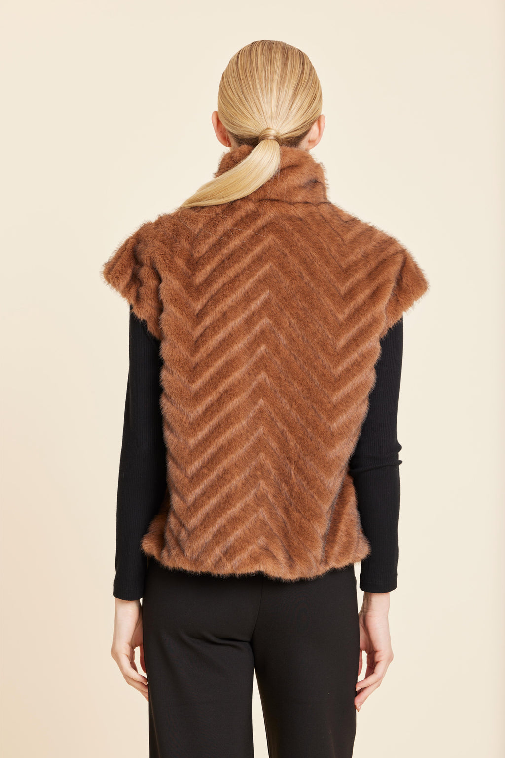 Faux Fur Chevron Zip Vest