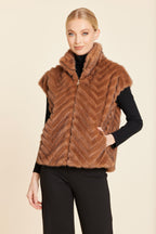 Faux Fur Chevron Zip Vest