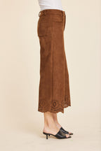 Faux Suede Laser Cut Pant Set