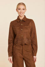 Faux Suede Laser Cut Pant Set