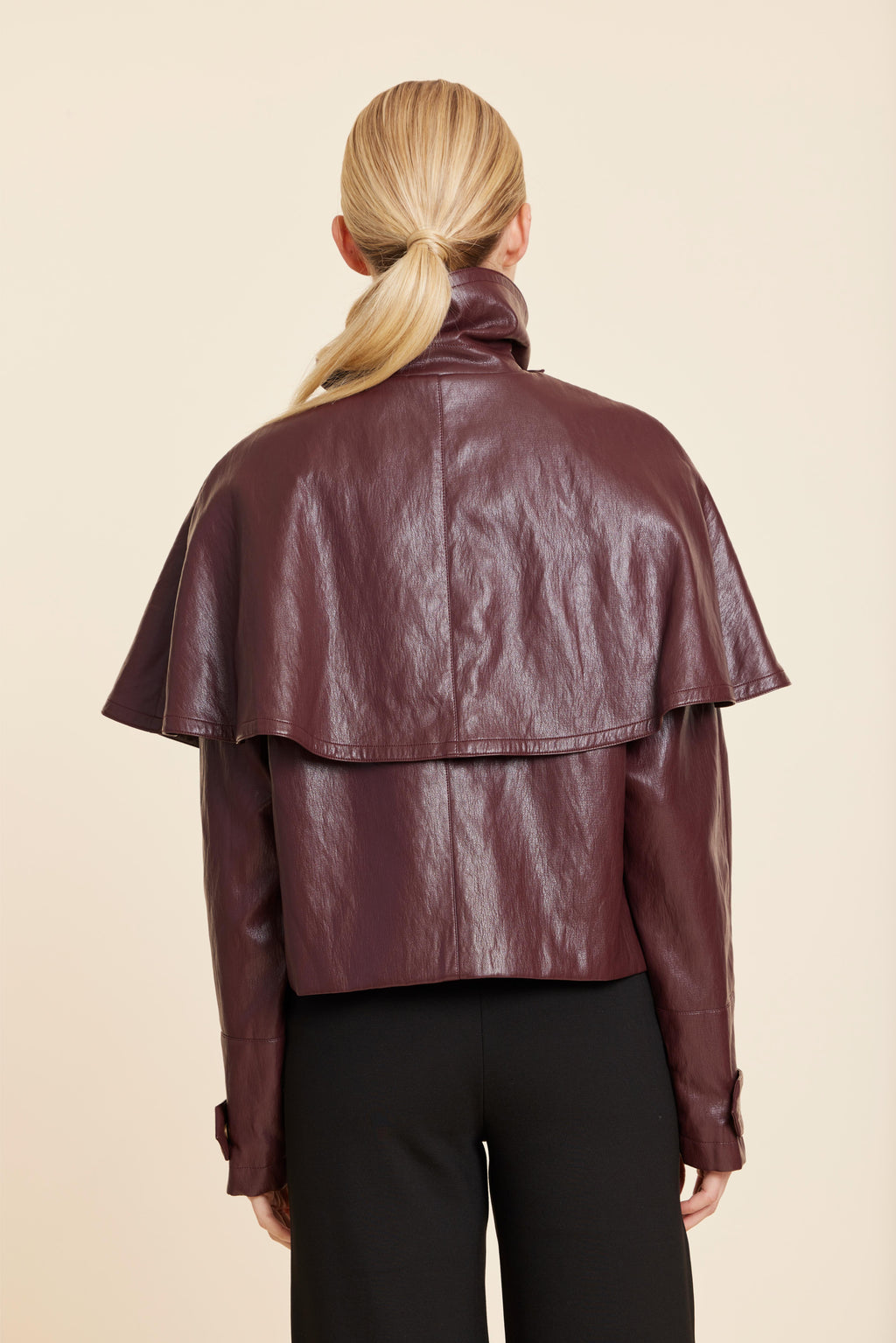 Faux Leather Cape Jacket