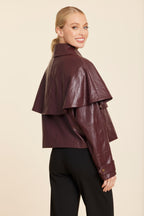 Faux Leather Cape Jacket
