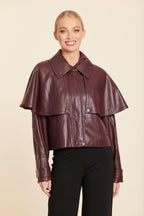 Faux Leather Cape Jacket