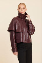 Faux Leather Cape Jacket