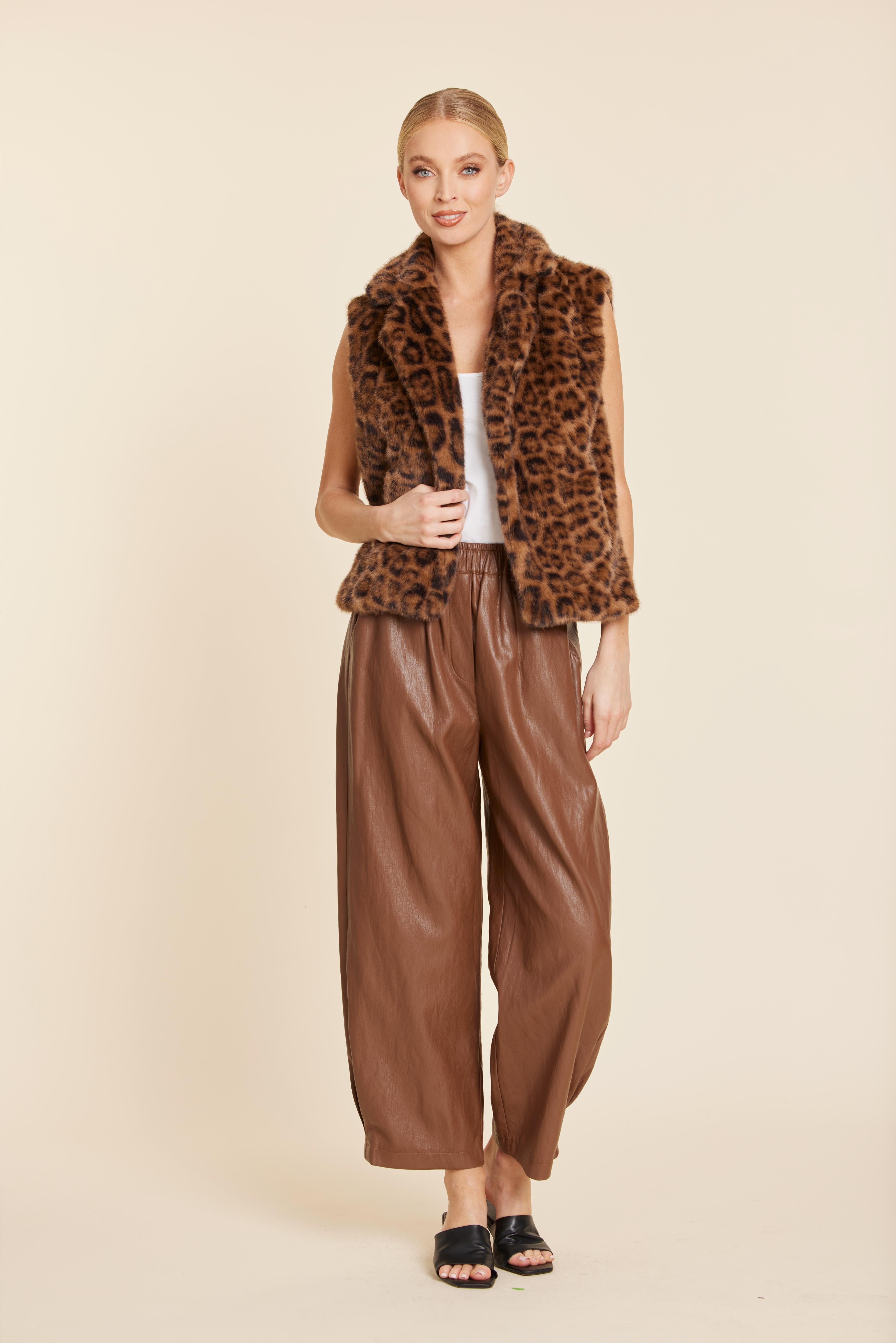 Faux Leather Barrel Leg Pant