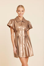 Faux Leather Zip Bubble Dress