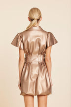 Faux Leather Zip Bubble Dress
