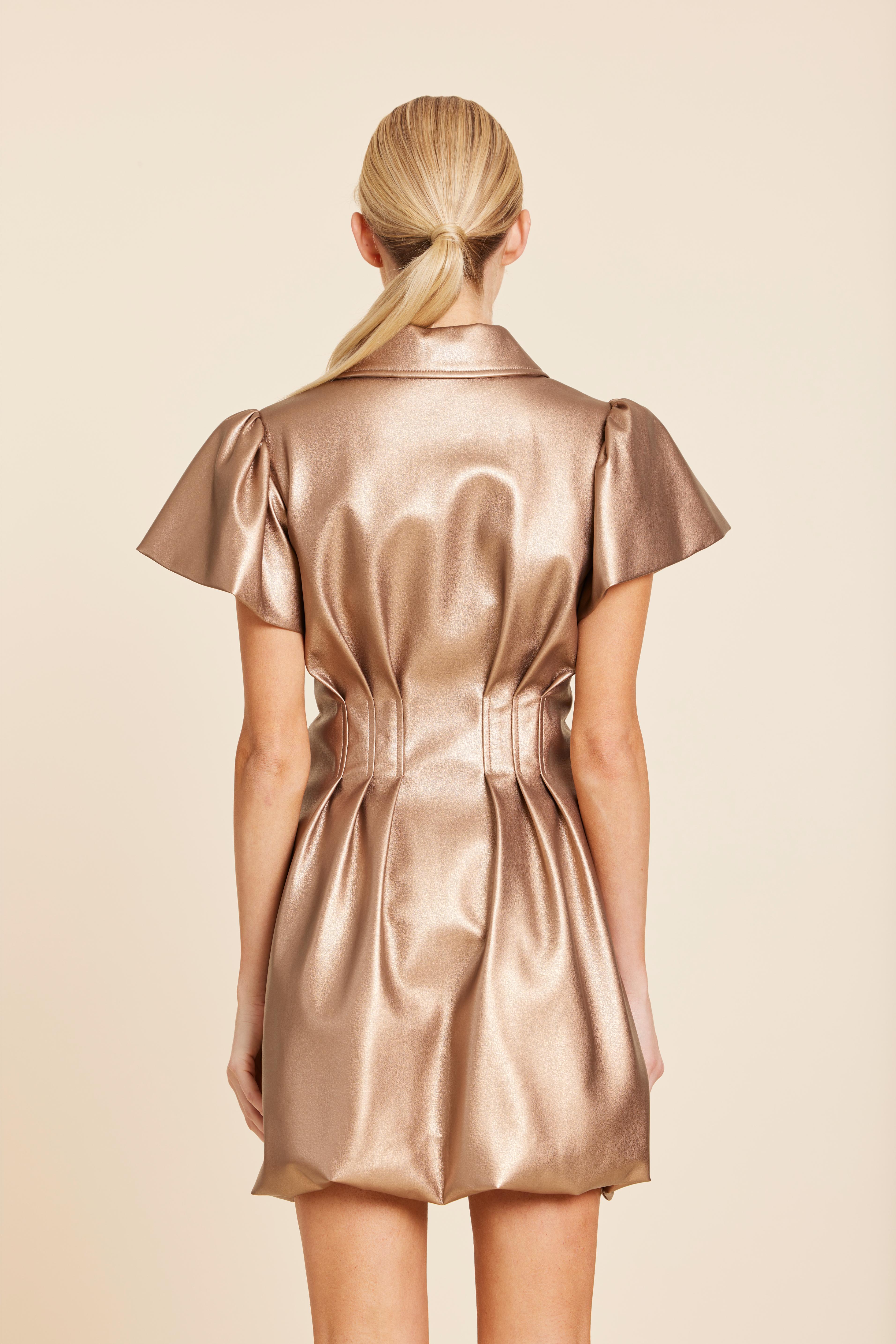 Faux Leather Zip Bubble Dress