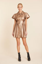Faux Leather Zip Bubble Dress