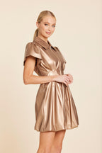 Faux Leather Zip Bubble Dress
