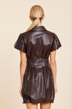 Faux Leather Zip Bubble Dress