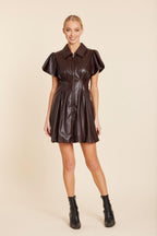Faux Leather Zip Bubble Dress