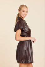 Faux Leather Zip Bubble Dress