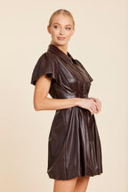 Faux Leather Zip Bubble Dress