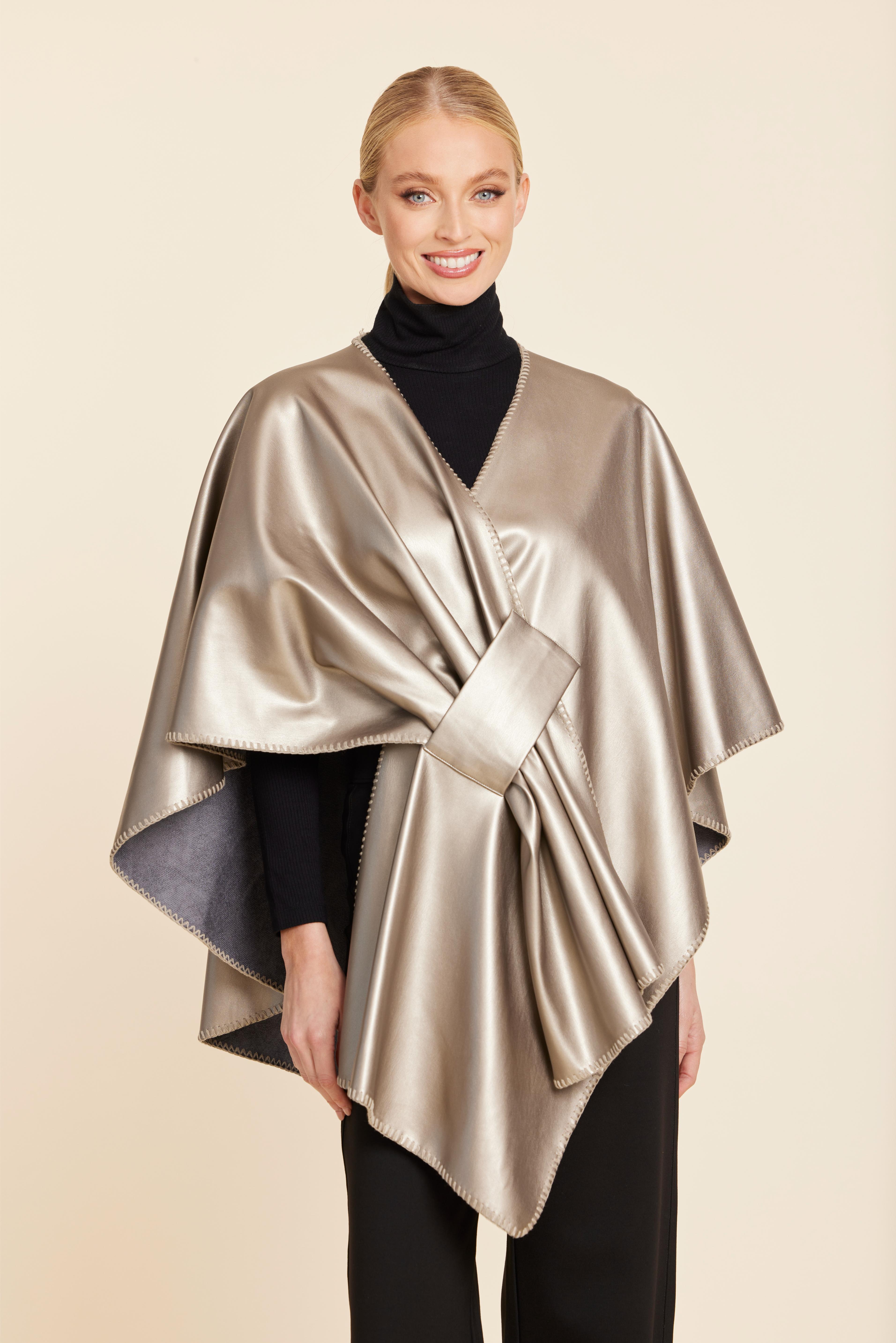 Faux Leather Tonal Whipstitch Wrap