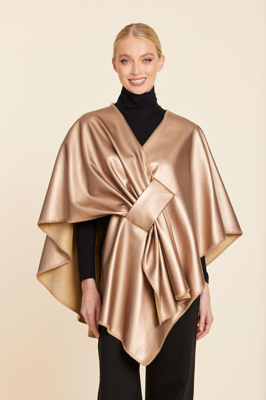 Faux Leather Tonal Whipstitch Wrap