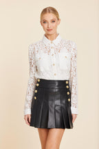 Faux Leather Pleated Skirt