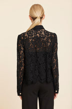 Floral Lace Pearl Button Longsleeve Blouse