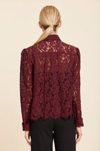 Floral Lace Pearl Button Longsleeve Blouse
