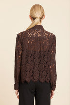 Floral Lace Pearl Button Longsleeve Blouse