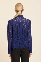 Floral Lace Pearl Button Longsleeve Blouse