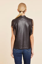 Faux Leather Fringe Top