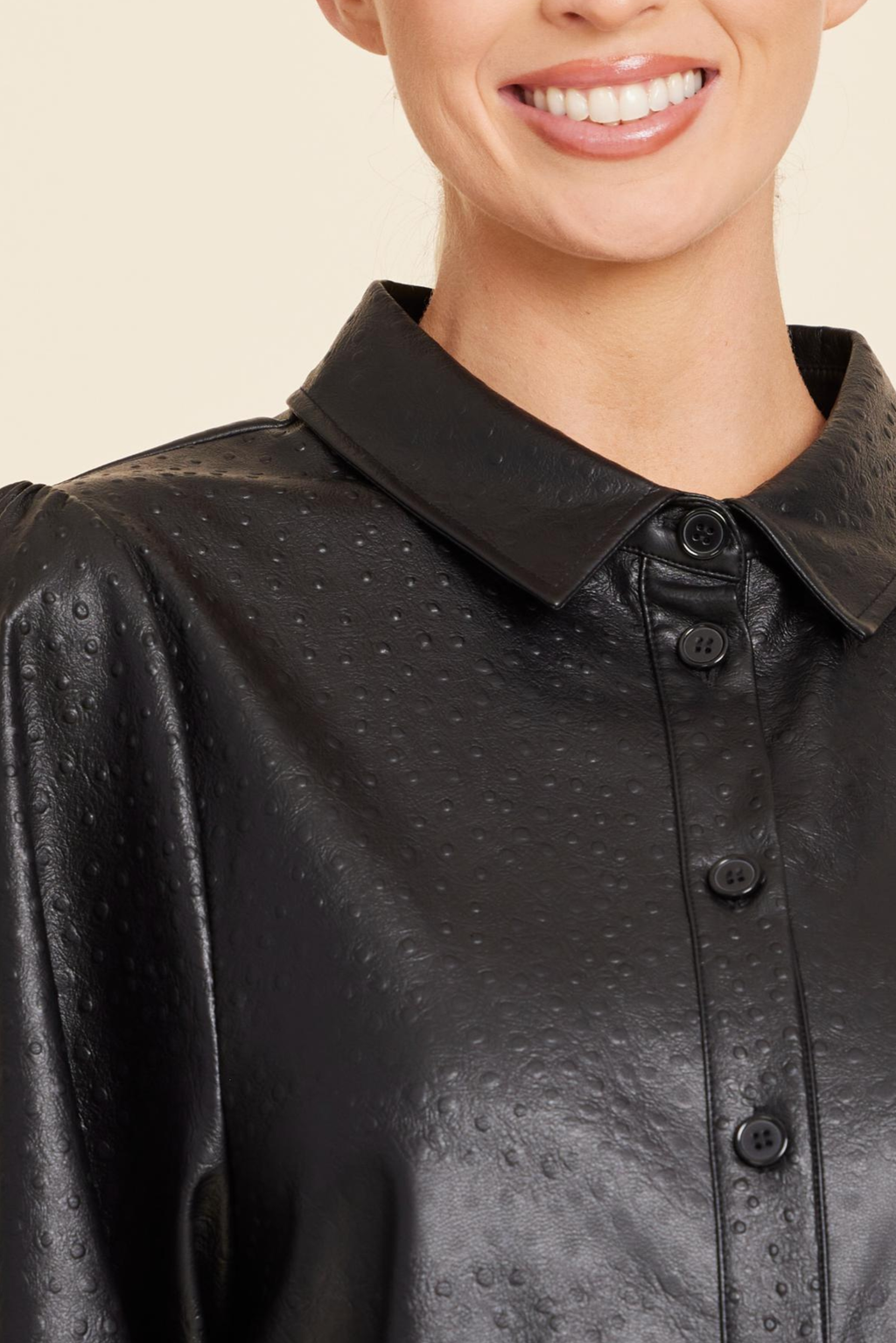 Faux Leather Ostrich Embossed Dress