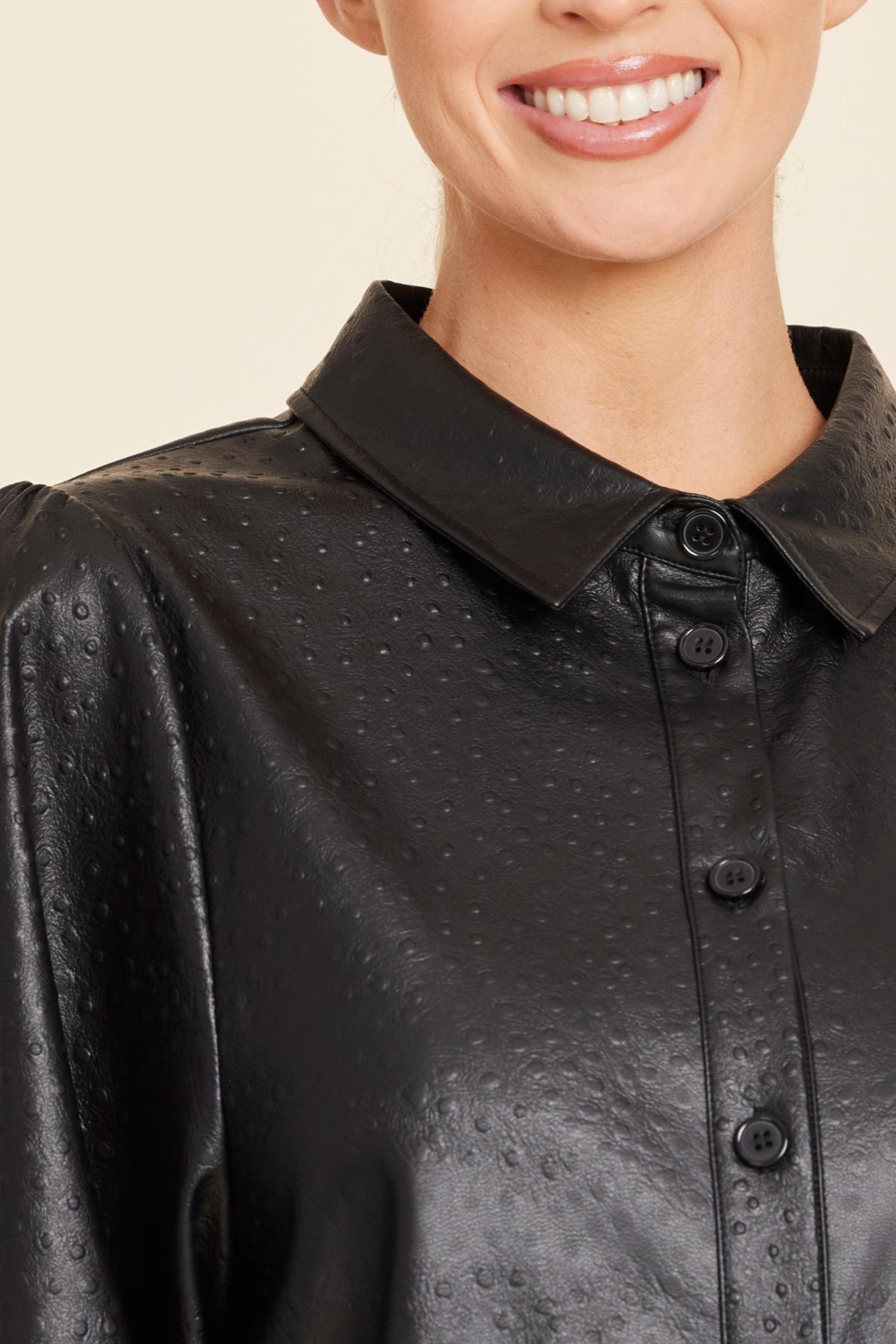 Faux Leather Ostrich Embossed Dress