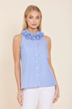 Poplin Rose Bud Sleeveless Top