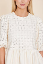 Faux Leather Peplum Eyelet Top